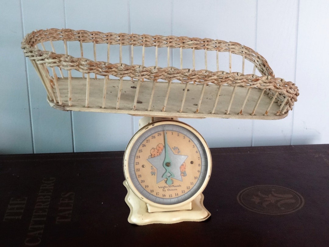 Wicker Basket Baby Scale 30 Pound Metal Scale 1930's Etsy