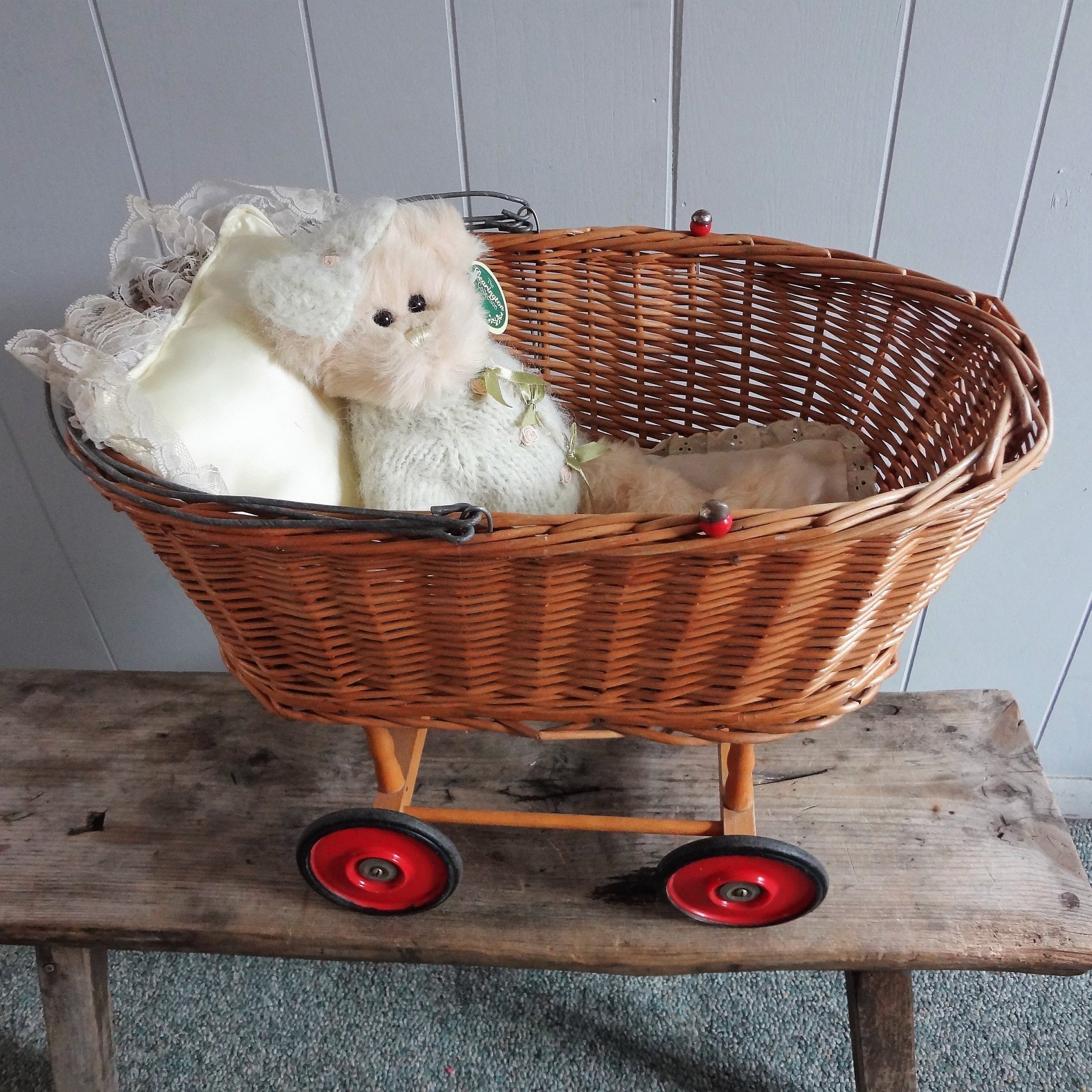 wicker doll bed