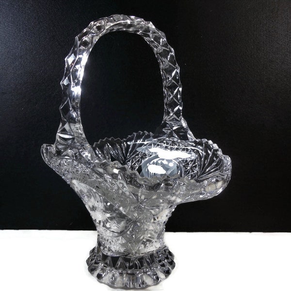 Lead Crystal Basket With Handle Etsy