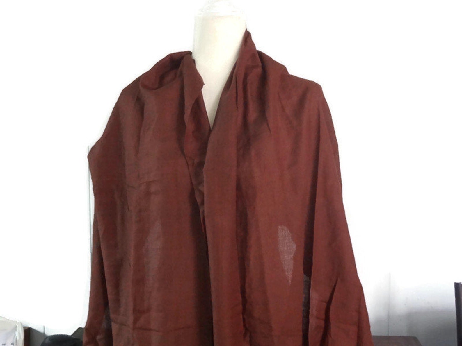 Tie Rack Large Scarf With Fringe. Brown Silk and Wool Scarf or Etsy