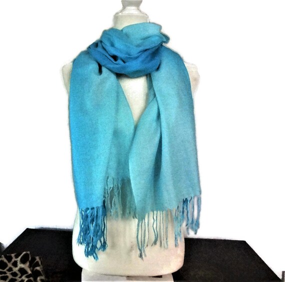 Large Pashmina Scarf or Wrap, Shawl in Two Shades… - image 2