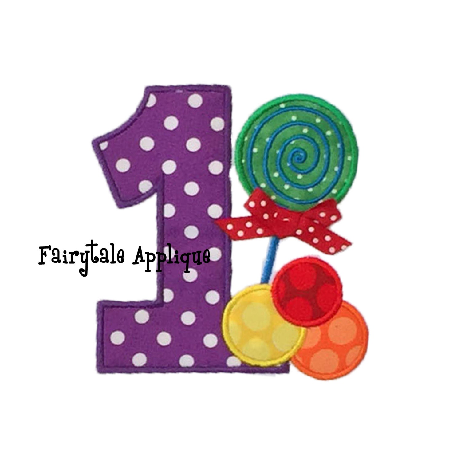 Digital Machine Embroidery Design Number 1 with Candy Etsy