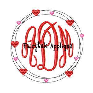 Digital Machine Embroidery Design - Valentine Monogram Frame Applique