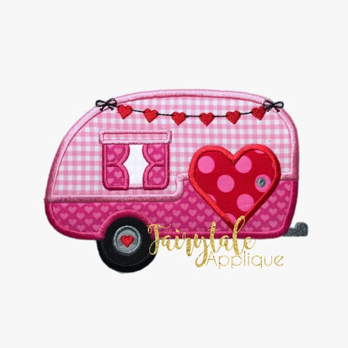 Digital Machine Embroidery Design Retro Camper Applique Etsy