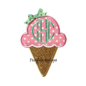 Digitale Maschinenstickerei Design - Eiscreme-Kegel-Applikation