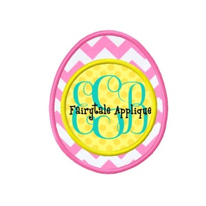 Digital Machine Embroidery Design -  Easter Egg with Monogram Circle Appliqué