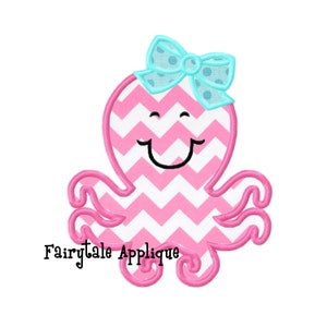 Digital Machine Embroidery Design - Girly Octopus Applique