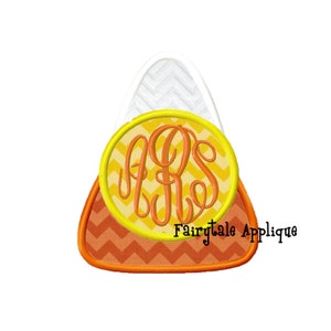 Digital Machine Embroidery Design - Candy Corn with Monogram Applique