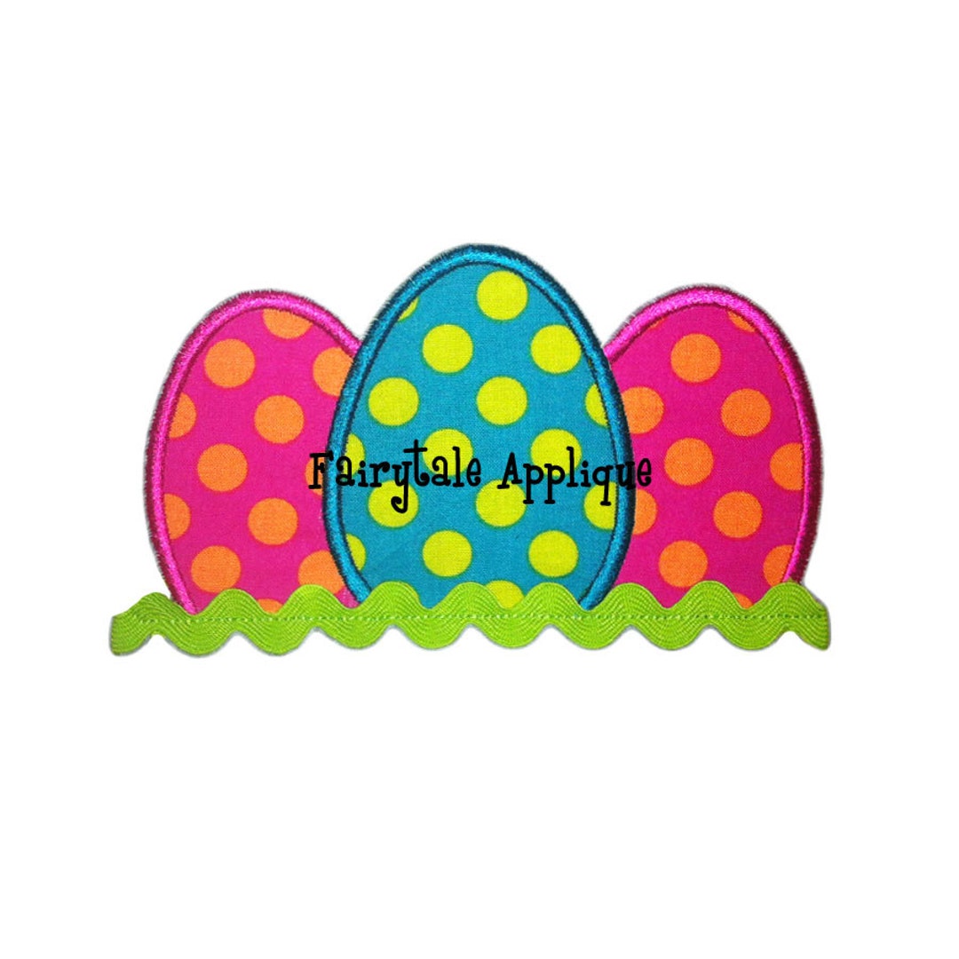 Digital Machine Embroidery Design - Easter Egg Trio With Trim Applique ...