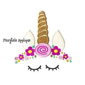 Digital Machine Embroidery Design - Floral Unicorn Applique