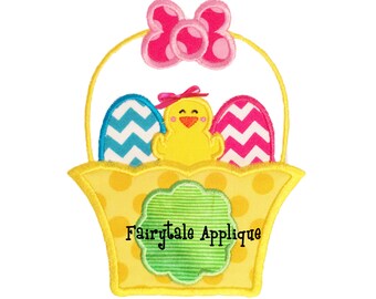 Machine Embroidery Design Applique Easter Basket Bunny 2 INSTANT ...