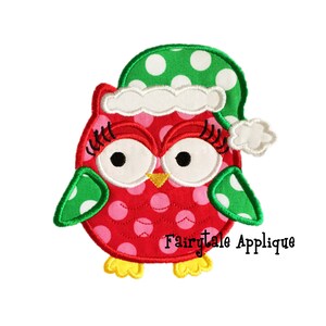 Digital Machine Embroidery Design - Sassy Santa Owl Applique