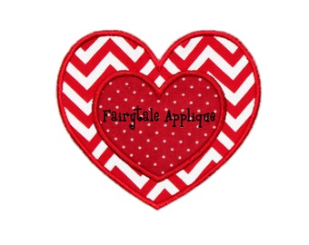 Digital Machine Embroidery Design -  Double Heart Applique