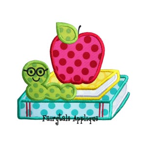 Digital Machine Embroidery Design - Book Worm Applique