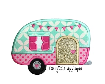Digital Machine Embroidery Design -  Retro Camper Applique