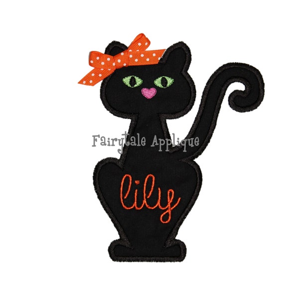 Digital Machine Embroidery Design - Black Cat Applique