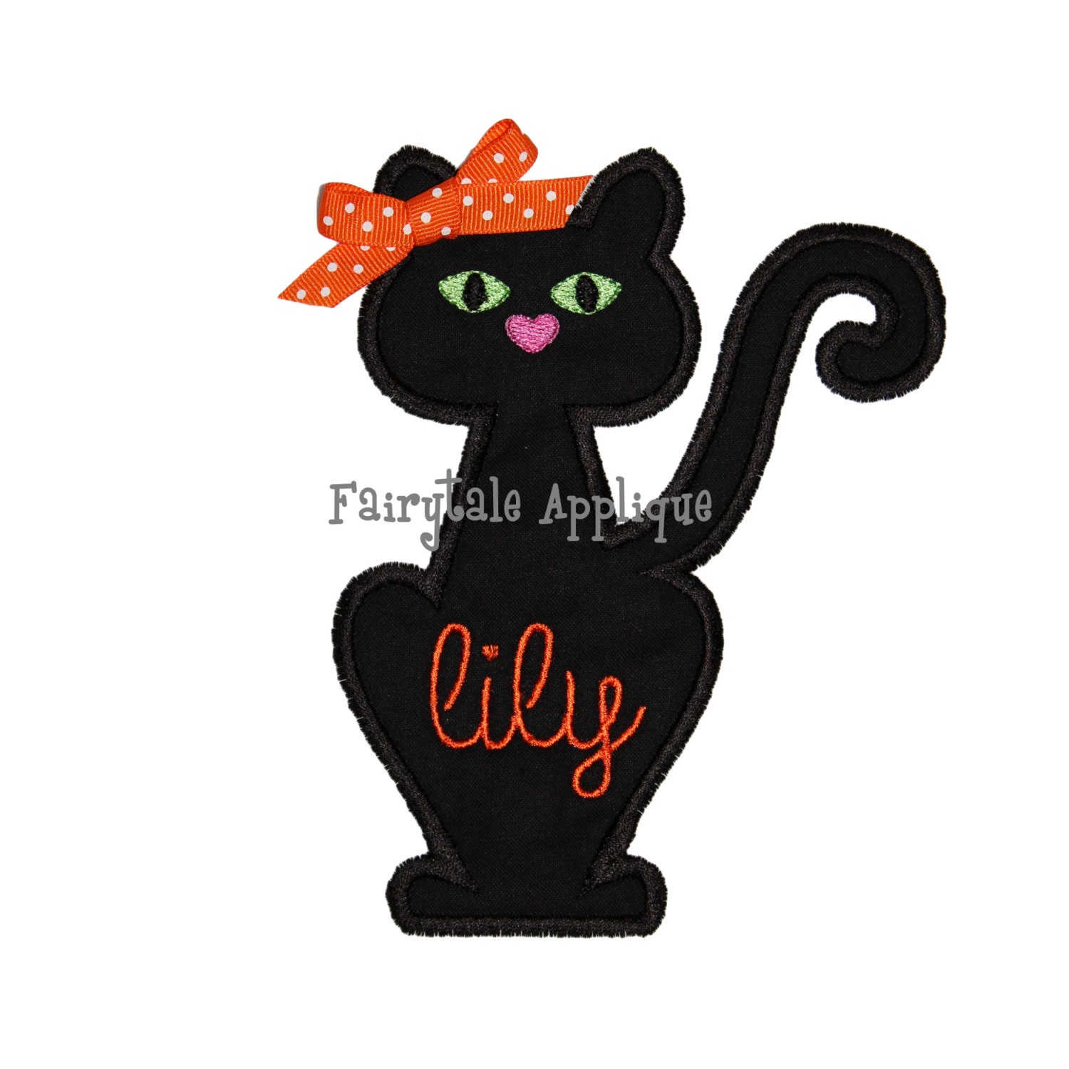 Digital Machine Embroidery Design Black Cat Applique Etsy