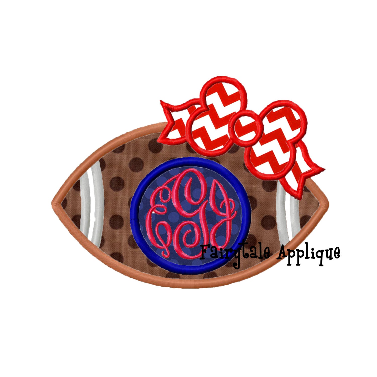 Digital Machine Embroidery Design Girly Football with Bow Etsy