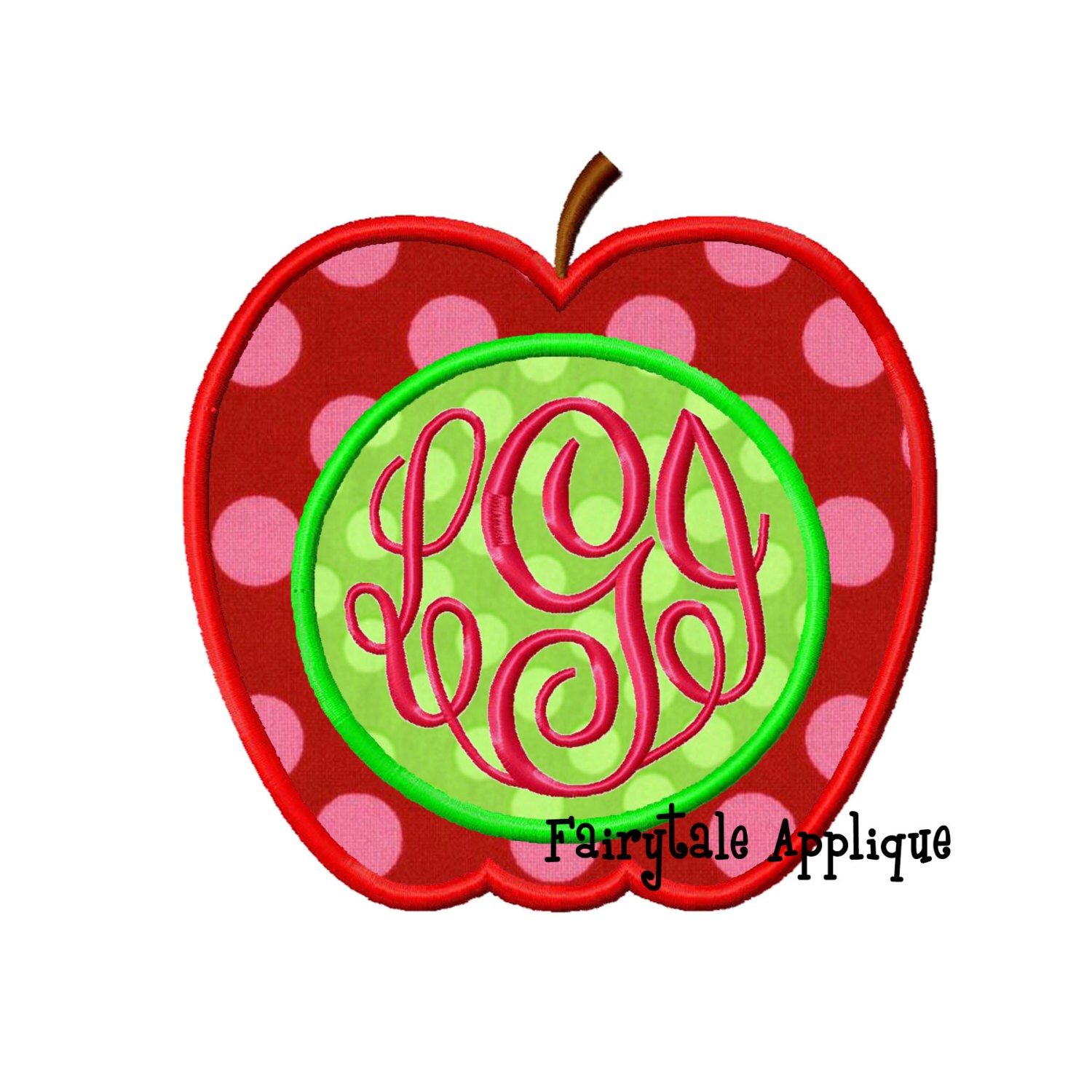 Digital Machine Embroidery Design Apple With Monogram Etsy Denmark