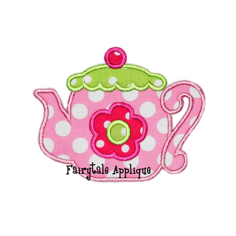 Digital Machine Embroidery Design Teapot Applique Etsy