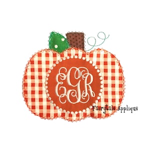 Digital Machine Embroidery Design -  Monogrammed Vintage Pumpkin Applique