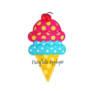 Digitale Maschine Stickerei Design - Double Scoop Ice Cream Cone Applique