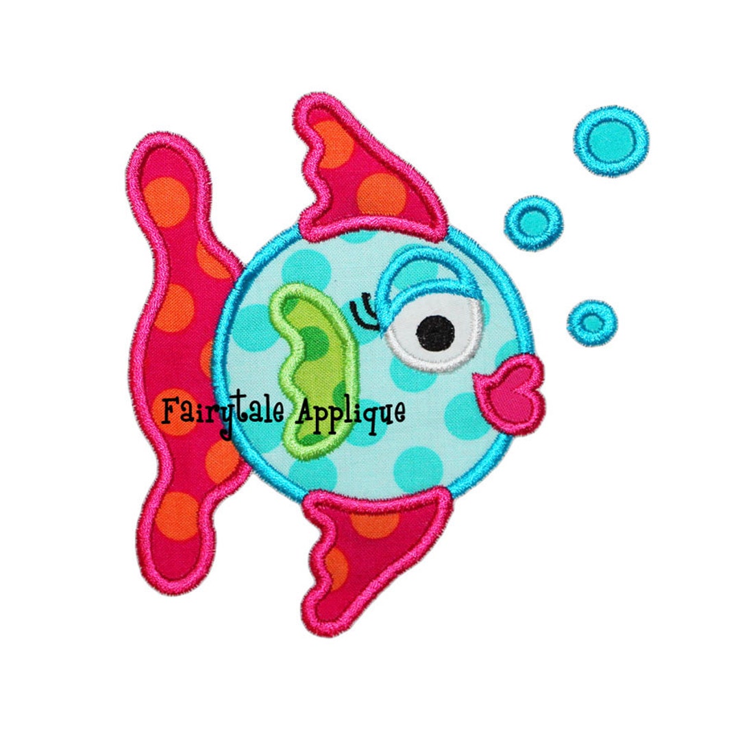 Digitial Machine Embroidery Design - Sassy Fish Applique - Etsy