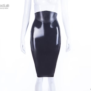 Snake Belt Latex Pencil Skirt With Full Back Zip