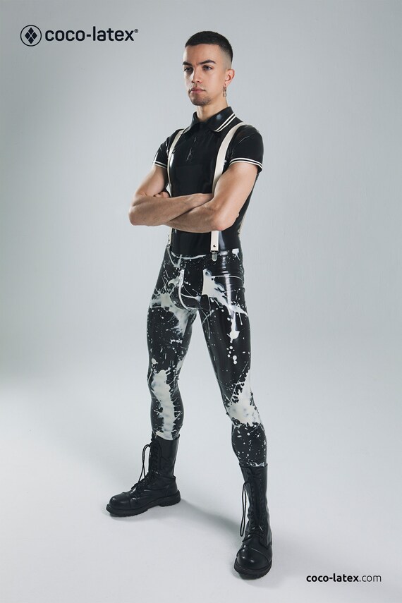 Latex polo shirt with contrast