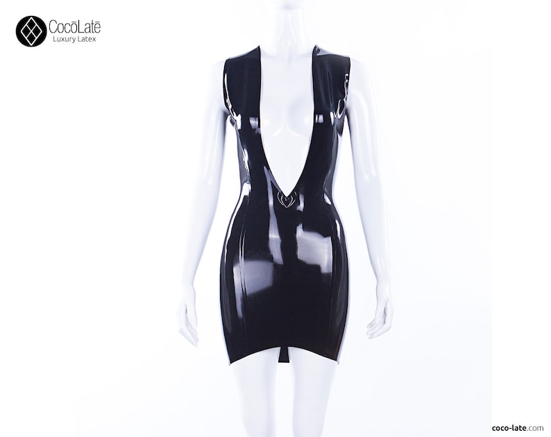 V Cleavage Latex Mini Dress image 1