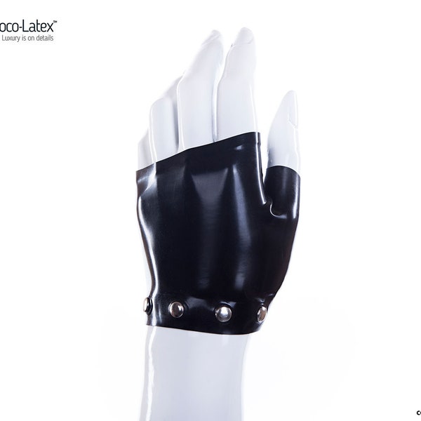 Latex Fingerless Wrist Gloves With Studs