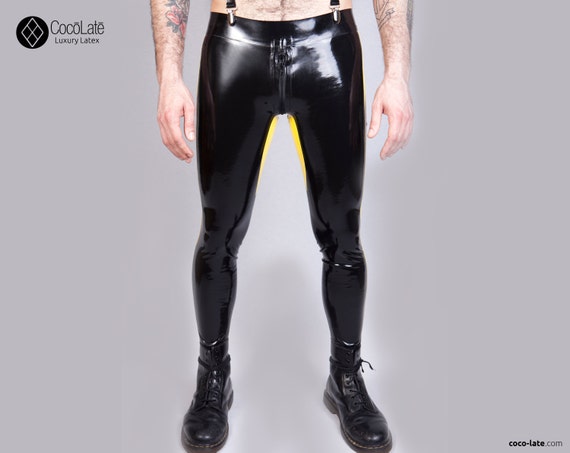 leesuo Men's Sexy Synthetic Latex Oil Shiny Faux PU Leather Pants Shorts  Black at Amazon Men's Clothing store