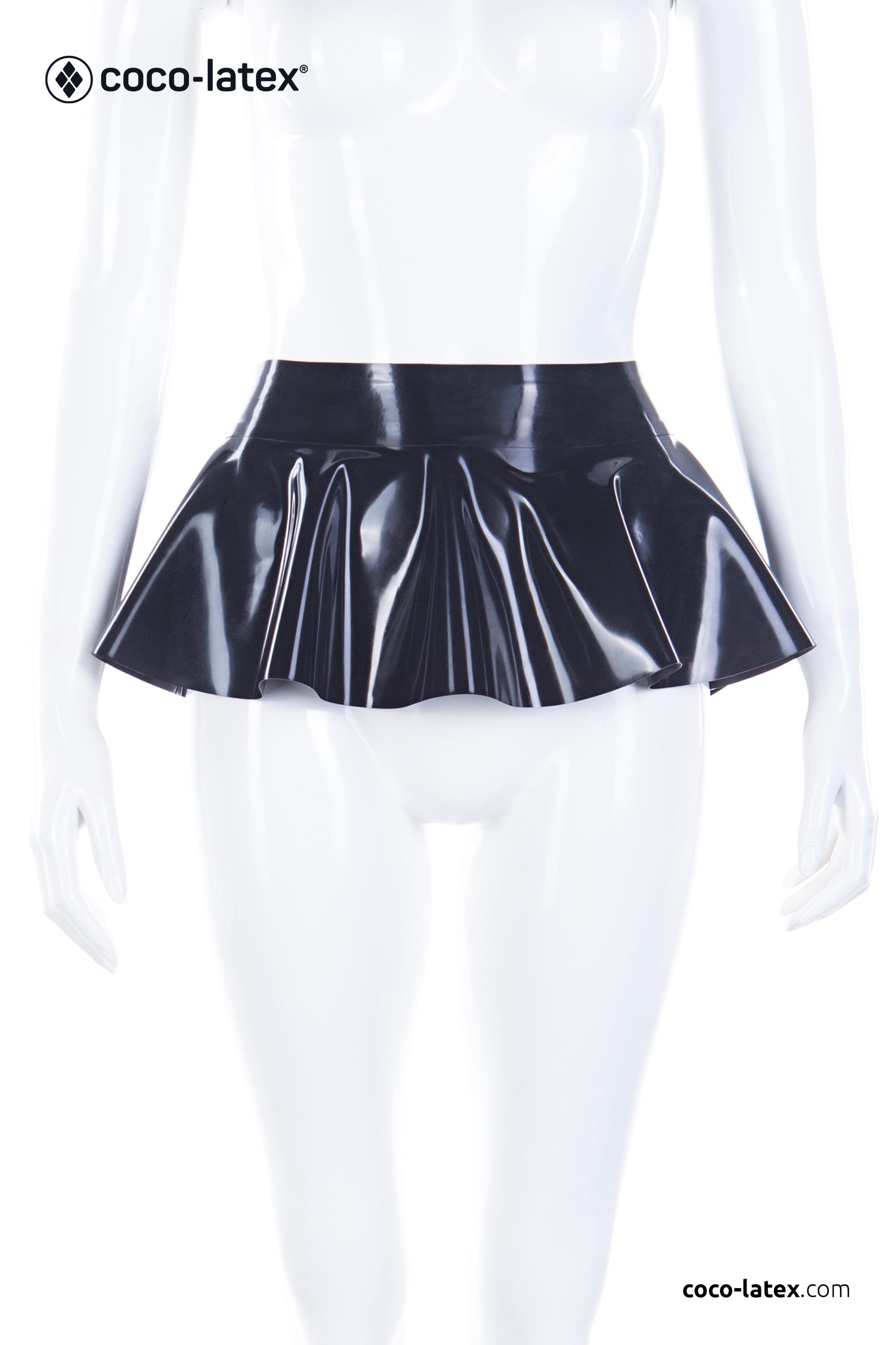 Yilen Latex Pleated Mini Skirt For Women - High Waist, Circle Skating Style, 0.4mm Latex