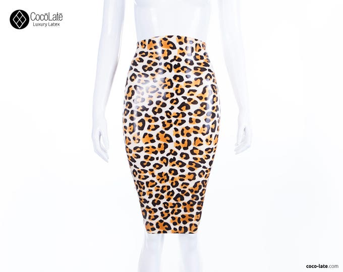 Leopard Latex Pencil Skirt