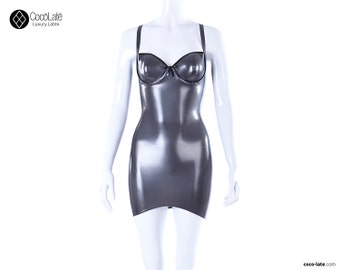 Simone Cup Latex Mini Dress With Bow