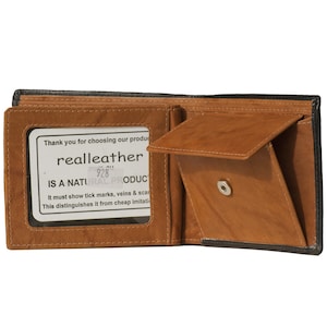 Carteras de cuero para hombre / Monedero de cuero / Monedero con monedero / Monedero de cuero para tarjetas con monedas / Monedero de cuero / Con protección RFID