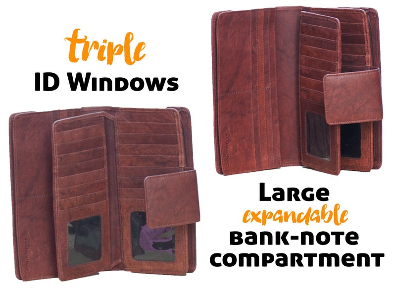 32 Card Slot Womens Leather Wallet With Coin Purse Leather Etsy