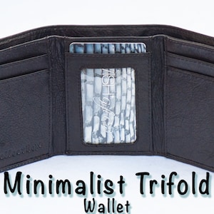 Ultra Slim Trifold Herren Leder Geldbörse | Minimalistische Kleine Geldbörse | Passend für 5 Karten | ID Fenster | RFID | Rindsleder