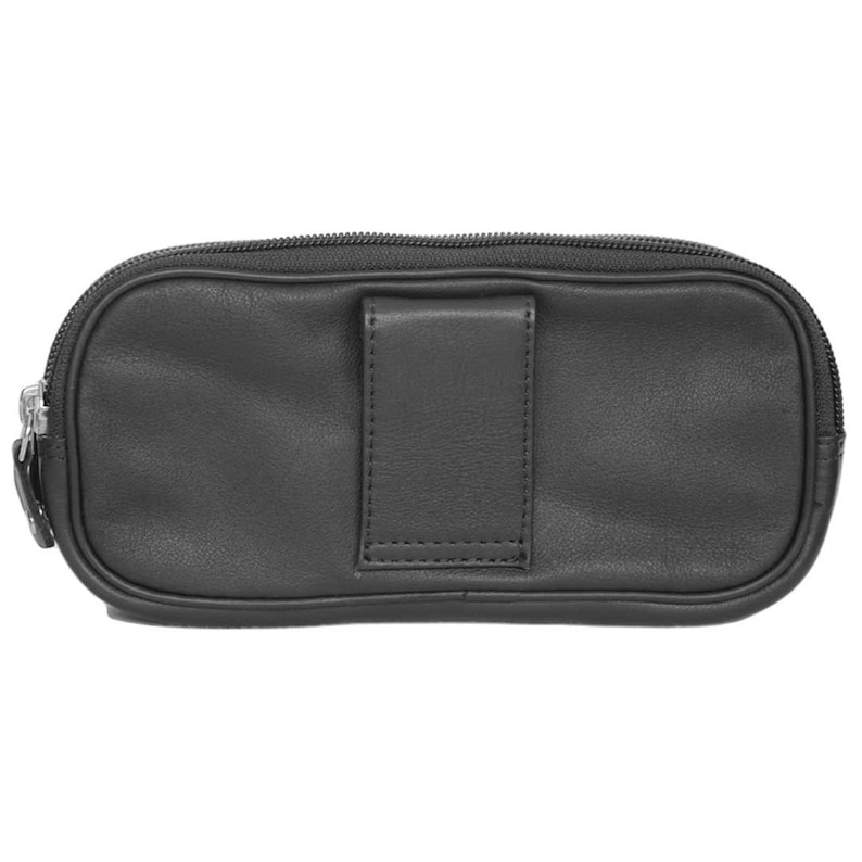 Dual Eyeglass Case With Belt Loop Soft Leather Case Double Zip Case