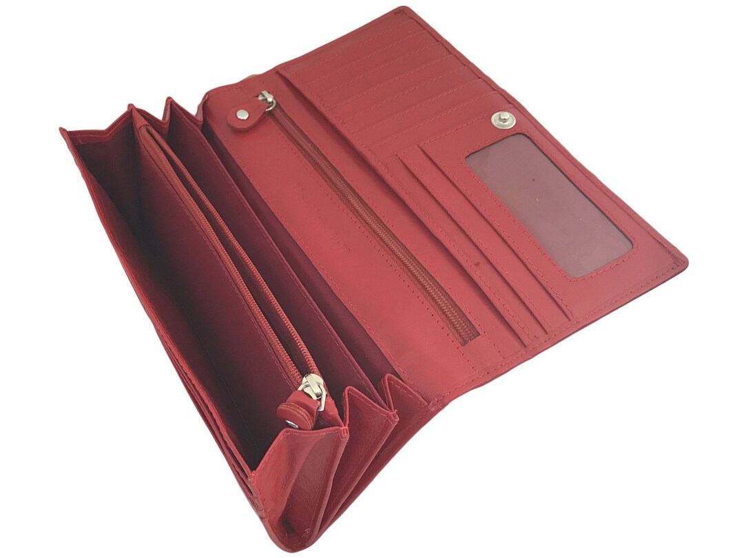 Women's Leather Clutch Wallet 14 Card Slots ID Window Etsy