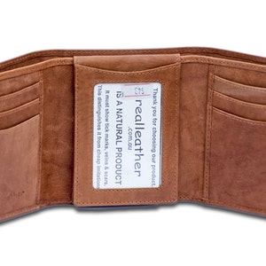 Portafoglio da uomo in pelle a tre ante / Portafoglio da uomo a 3 ante / Finestra per ID ribaltabile / Blocco RFID / 11 slot per carte / Vera pelle / Pelle di mucca / Tre ante