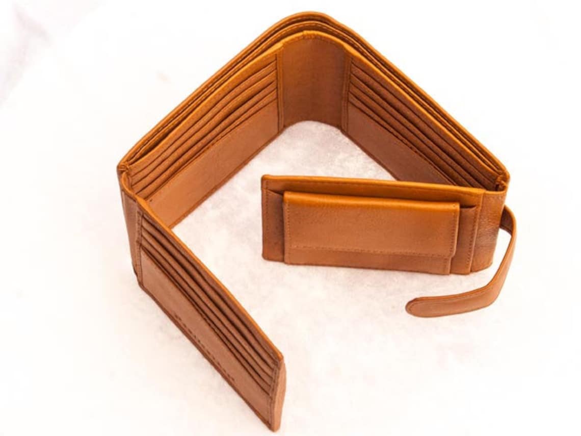 MENS 4 Fold Wallet 20 Card Slots Leather Wallet With Coin Etsy