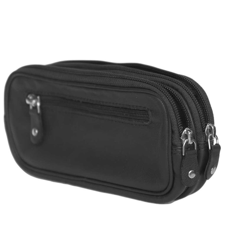 Dual Eyeglass Case With Belt Loop Soft Leather Case Double Zip Case