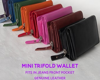 womens leather trifold wallet with coin pocket