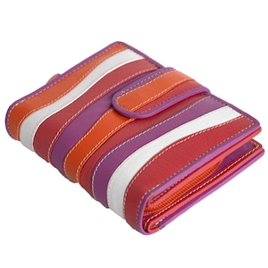 Portafoglio piccolo multicolore / Portafogli piccoli da donna online / Portafogli in pelle da donna / Doppio ID / Portafoglio con slot per 16 carte / Portafoglio con portamonete con cerniera