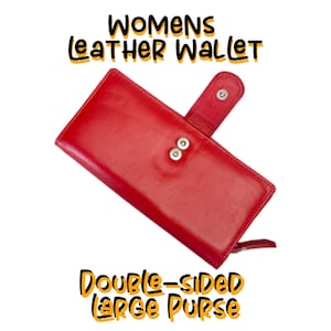 Portafoglio da donna / Doppio lato / Portafoglio lungo piatto / Portamonete con cerniera / Pelle morbida / 22 scomparti / 4 ID trasparenti / Organizer in pelle / RFID