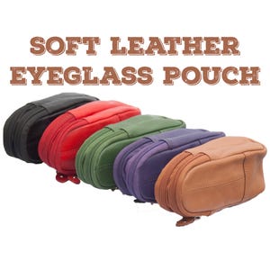 Dual Eyeglass Case | Soft Spectacle Case | Double Zip Case | Leather Belt Pouch | Eyeglass Pouch Soft Leather | Leather Reading Glasses Case