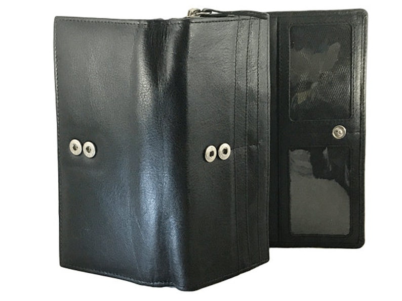 Womens Wallet Double Sided Flat Long Wallet Zip Around Etsy