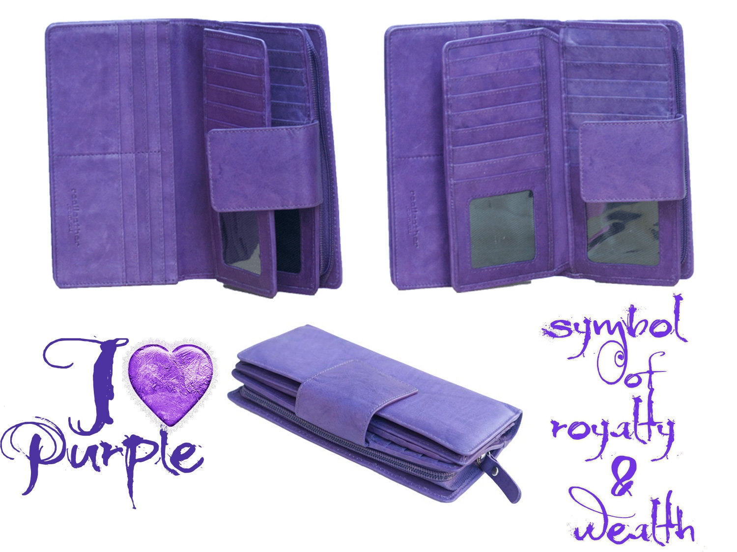 Womens Wallet Rfid Small Compact Bifold Leather Vintage Wallet,Ladies Coin  Purse With Zipper and Kiss Lock - purple - Walmart.com