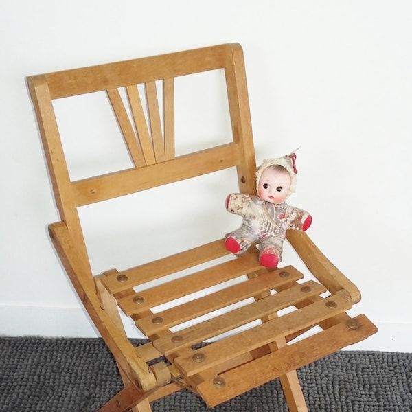 Chaise pliante enfant vintage années 50